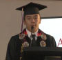 A male student speaking at our 2020 drive-in graduation