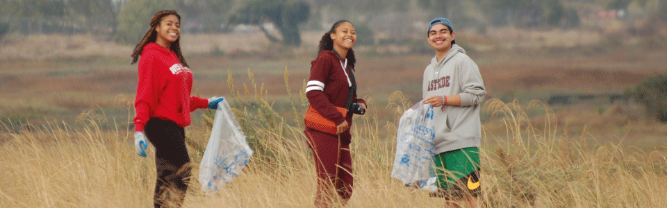 Students cleaning up Baylands
